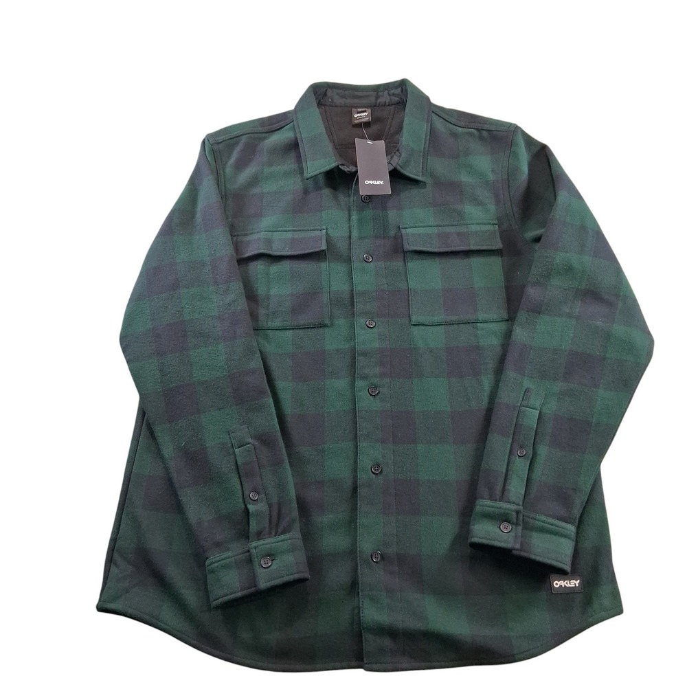 Oakley Flannel Bear Cozy Men XXL Green Buffalo Plaid Fleece Lined FOA402577 - Picture 2 of 10